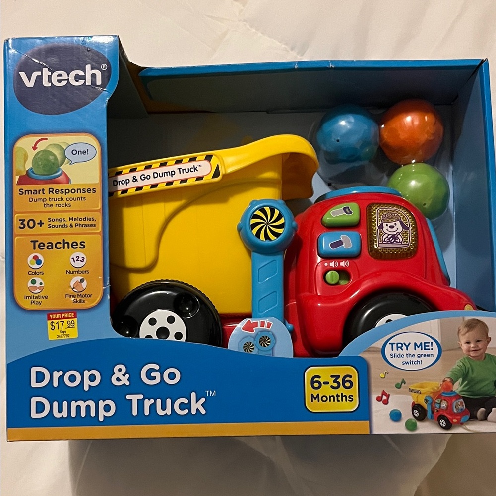 Drop & Go Dump Truck - Red and Yellow Kids Toy. NEW